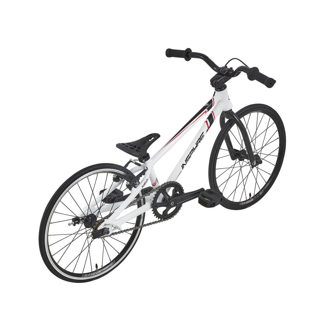 The Inspyre Neo Micro Bike 2026, a white BMX-style bicycle with black handlebars, seat, and wheels, is displayed on a plain white background.