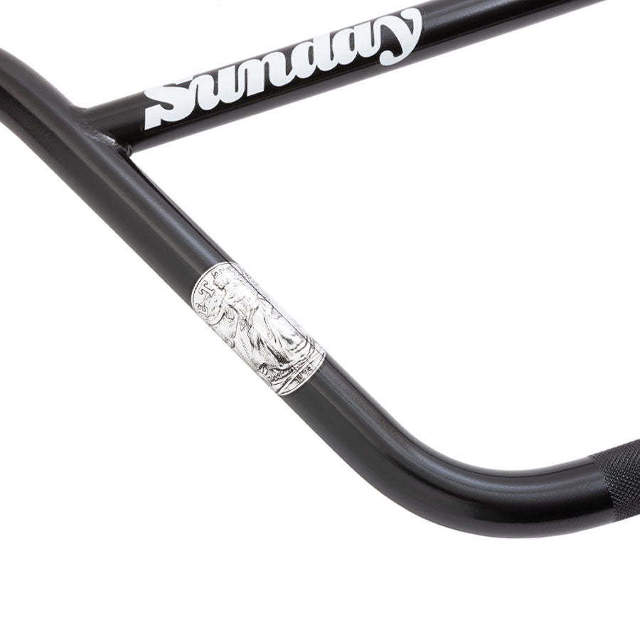 A black Sunday Brett Silva Bars handlebar with the Laboratory tested sunway logo on it.