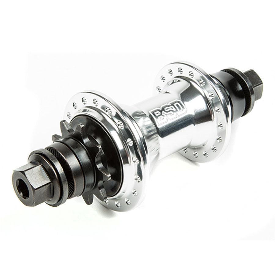 An image of a BSD Back Street Pro Female Cassette Hub with a black rim.