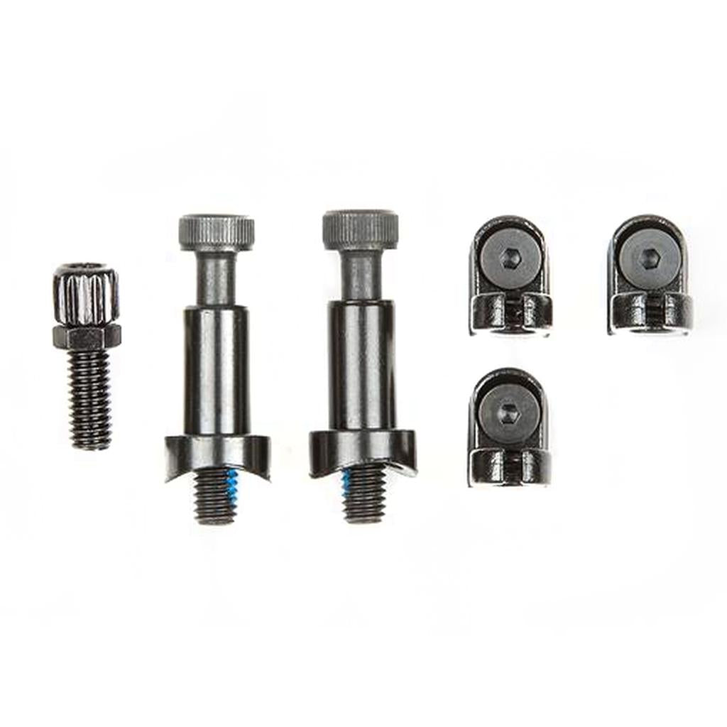 The BSD Brake Mount Kit, featuring six metal hardware pieces—two long knurled bolts, a shorter bolt, and three rounded end caps—is displayed on a white background.