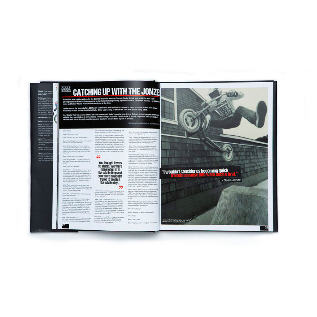 S&M Behind The Shield Book featuring a skateboarder riding a skateboard with a stunning picture.