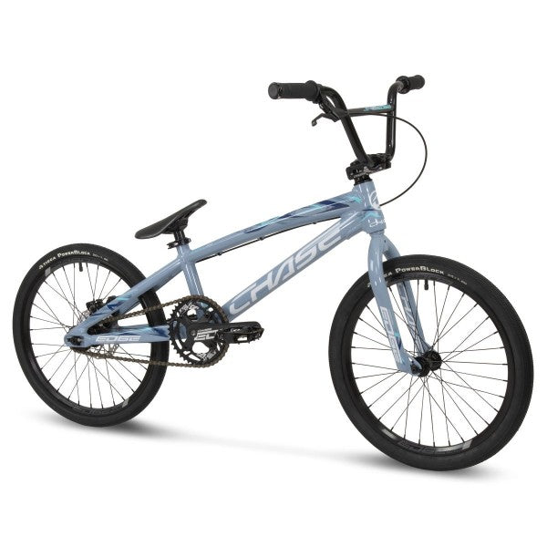 The 2024 Chase Edge Expert XL Bike (2024) range of complete bikes features a blue BMX bike with championship winning geometry frames, all against a clean white background.