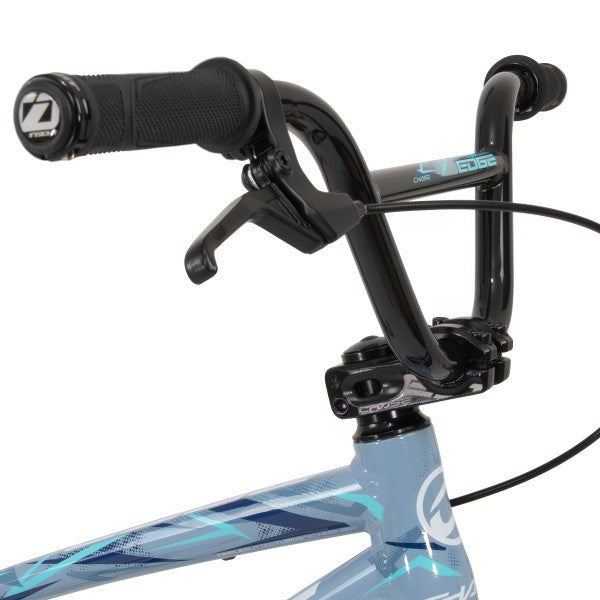 A blue and black Chase Edge Expert XL Bike (2024) with handlebars.
