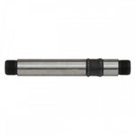 The Chase Element OEM Rear Cassette Axle is a chromoly threaded metal axle with two black ends and a central rubber ring, created as a replacement rear axle for Chase Elements Complete Pro Size Bikes, shown on a white background.