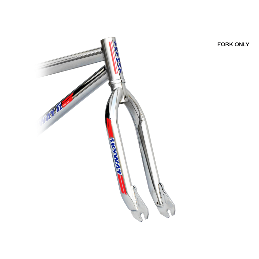 A Skyway TA 20 Replica Forks with a red, white and blue design.