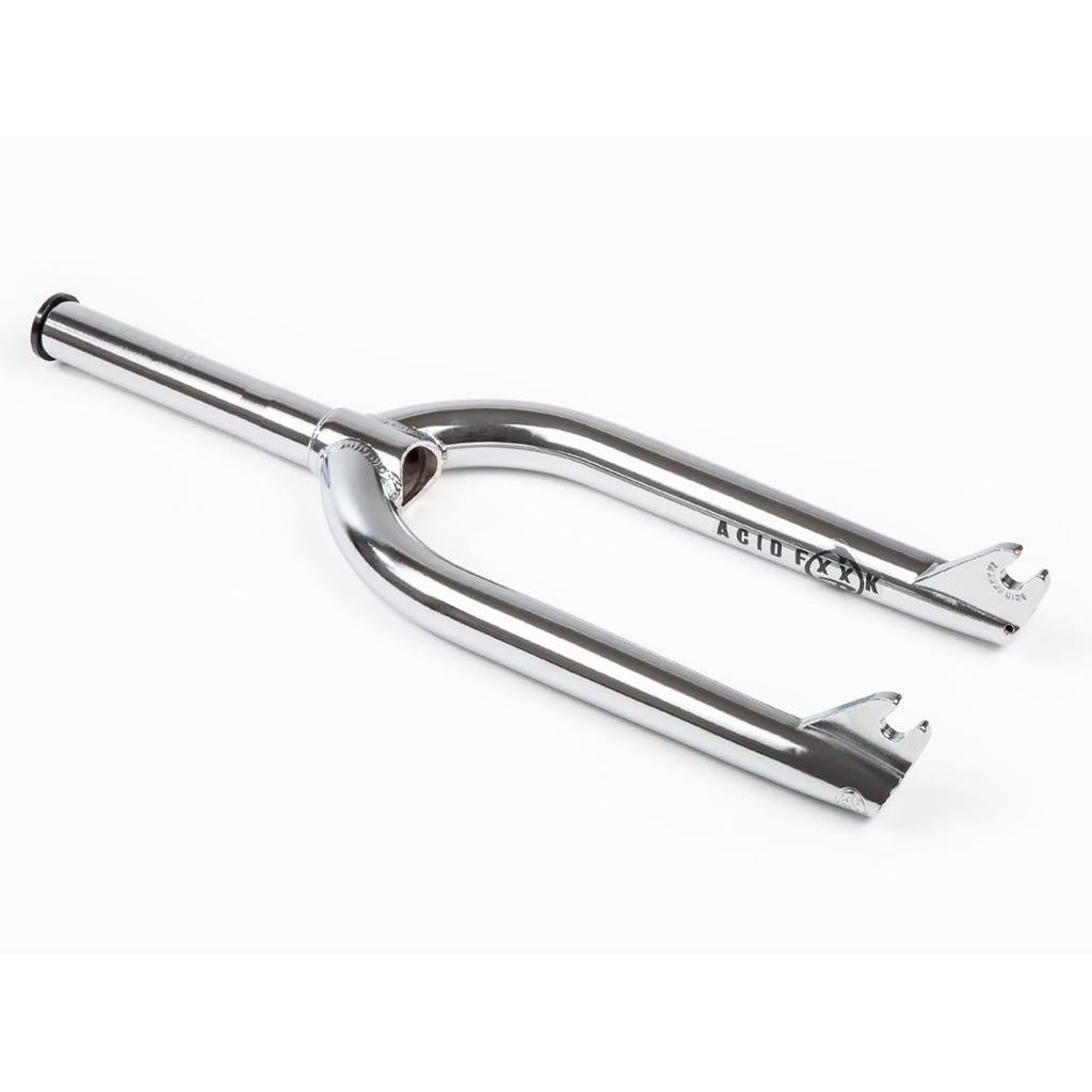 The BSD Acid V2 Forks, featuring durable chromoly construction, dropouts, and a steerer tube, are shown on a white background with "ACID FORK" labeled on one leg—combining strength and style for your BMX setup.