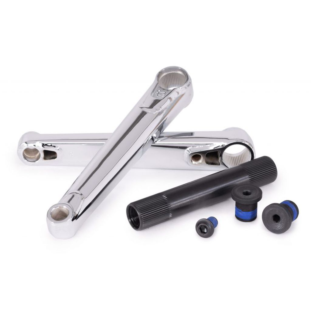 A set of Eclat Onyx 24mm Cranks, innovative 3pc Chromoly cranks known for their strength and durability, displayed on a white background.