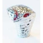 The product is a small, silver metallic Cobra Valve Cap with red details, resembling the shape of a cobra's hood and photographed against a plain white background.