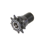 Close-up of a Colony Clone FC Driver, a black metal Freecoaster driver with a threaded end and sealed bearing in the center, isolated on a white background.