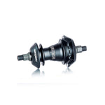 The Novatec-branded Black BMX Demolition Whistler Pro Cassette Hub features two threaded axles and flanges for spoke attachment, is made from lightweight aluminum, and offers 120 engagement points.