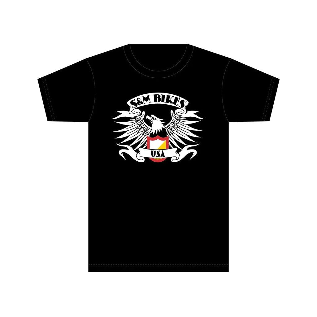 A black S&M Eagle T-Shirt with a majestic eagle design.