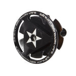The custom Elevn 1-1/8 Star Nut Kit includes a black stem cap with a central star design and "Ultralight Elvin Technologies" in white around the edge, compatible with an M6 preload bolt for a sleek ride upgrade.
