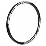 The EXCESS XLC Alloy 20 Inch Brakeless Rim, designed from durable alloy, showcases vivid white graphics that stand out on the clean white surface.