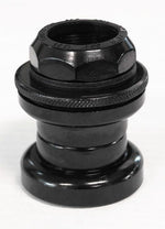 A black Head set 21.1 threaded BMX (21.1x30.0x27.0mm) with a knurled locknut, shown on a plain white background.