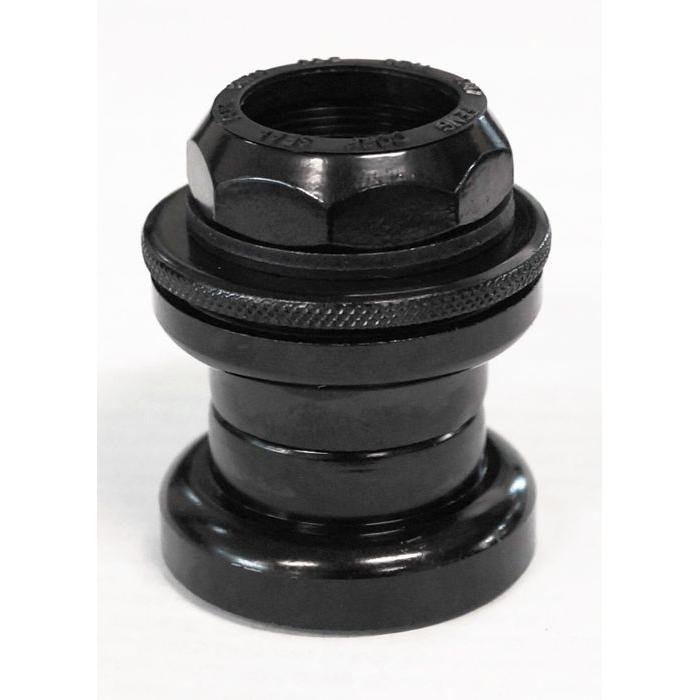 A black Head set 21.1 threaded BMX (21.1x30.0x27.0mm) with a knurled locknut, shown on a plain white background.