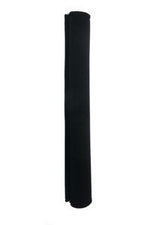 A CHAIN STAY PROTECTOR, similar in shape to a rolled-up black yoga mat, stands upright against a white background.