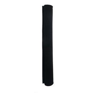 A CHAIN STAY PROTECTOR, similar in shape to a rolled-up black yoga mat, stands upright against a white background.