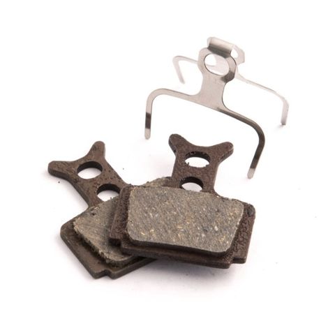 The Clarks VX Organic Disc Brake pads feature a metal spring clip and are designed for enhanced braking power, shown on a white background.