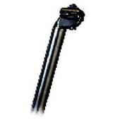 The Micro Adjust Seat Post 25.4 in black aluminium features an integrated saddle clamp and is displayed against a white background.