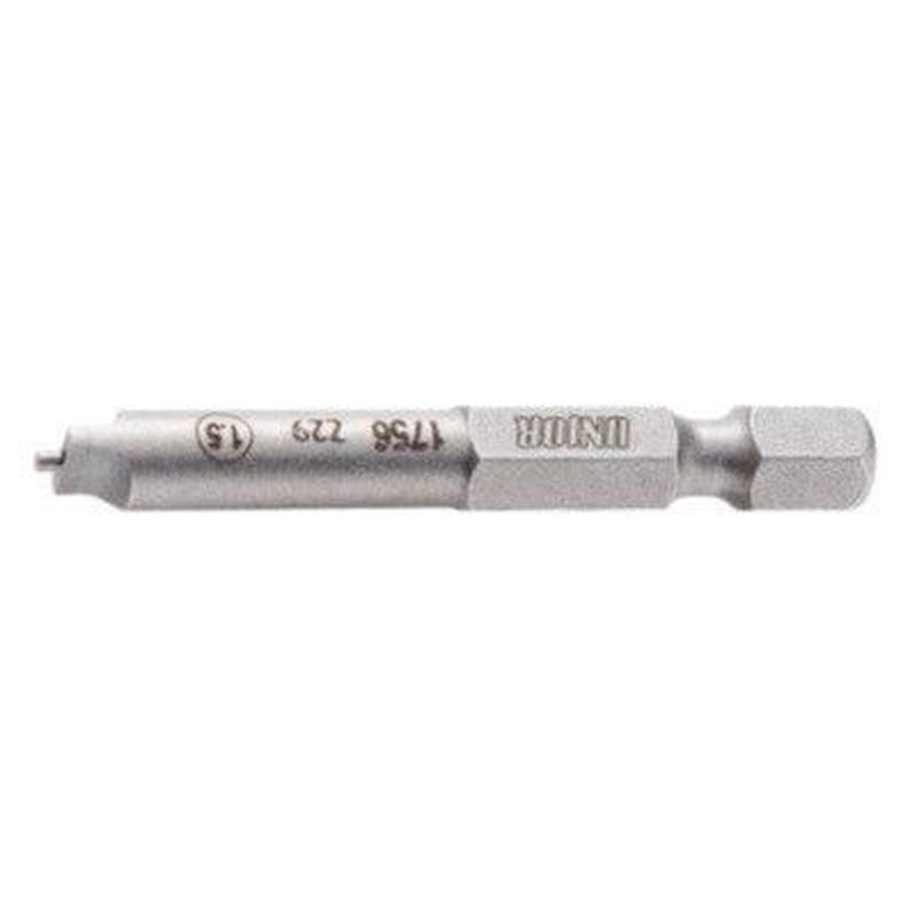 The Unior Nipple Drill Bit, designed for professionals, is a hexagonal metal tool with engraved specifications and manufacturer details alongside the trusted Unior branding.