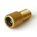 Presta To Schrader Valve Adaptor (Each) for bicycle tires, perfect for use with a servo pump; made of brass and displayed on a white background.