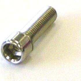 A single STEM BOLT M7 x 1.25P, 22mm, Allen Key Type, stainless steel screw lies on a white surface—perfect as a BMX stem replacement.