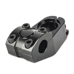 The Shadow Finest Top Load Stem is a black CNC-machined 6061-T6 alloy BMX stem with four front bolts and side openings for secure handlebar and fork attachment.