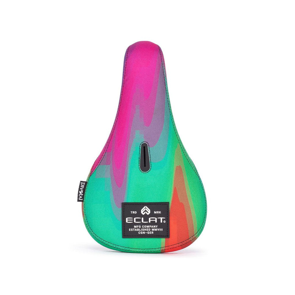 A colorful Eclat Bios Fat Pivotal Seat with a vibrant design.