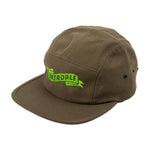 Olive green Fairdale Banner Camper Cap with a curved brim and "FAIRDALE" embroidered in green and yellow on the front.