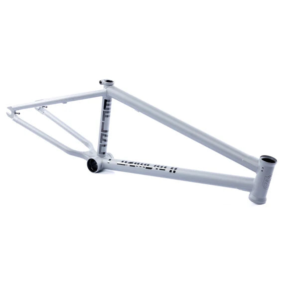 The Federal Bruno ICS2 Frame is a 4130 Chromoly BMX frame in matte white with black graphics, showcasing its top tube, down tube, seat tube, and rear triangle against a white backdrop.