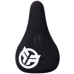 The Federal Mid Pivotal Logo Seat is black with a textured, durable cover, showcasing a white geometric logo and a small anchor emblem near the center for added style and reduced weight.