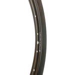 A black curved Fit 26 inch Rim with white dots.