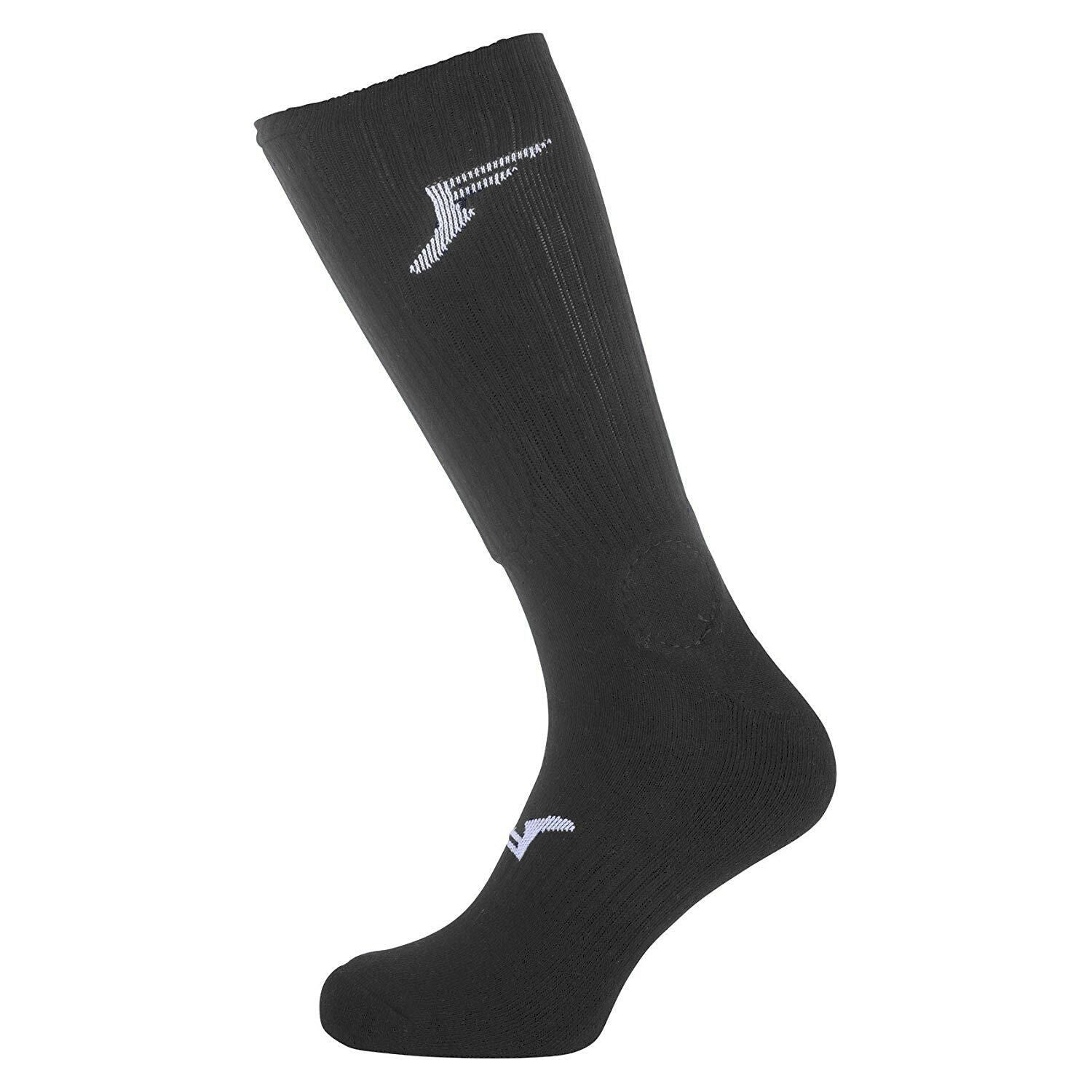 A black FP Painkiller Socks Crew Cut with a white logo near the top and another on the side of the foot. The sock, featuring FluidX memory foam for added comfort, is displayed upright and slightly angled.