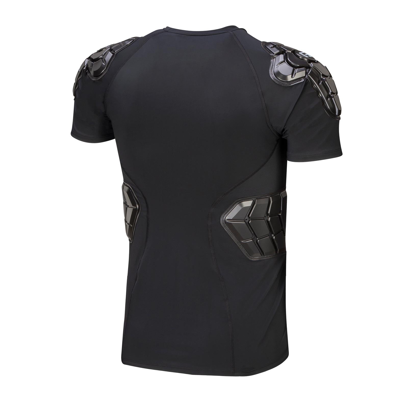 The G-Form Youth Pro-X3 Shirt is a black padded sports top with SmartFlex impact-absorbing panels on the back, shoulders, and sides for enhanced protection.