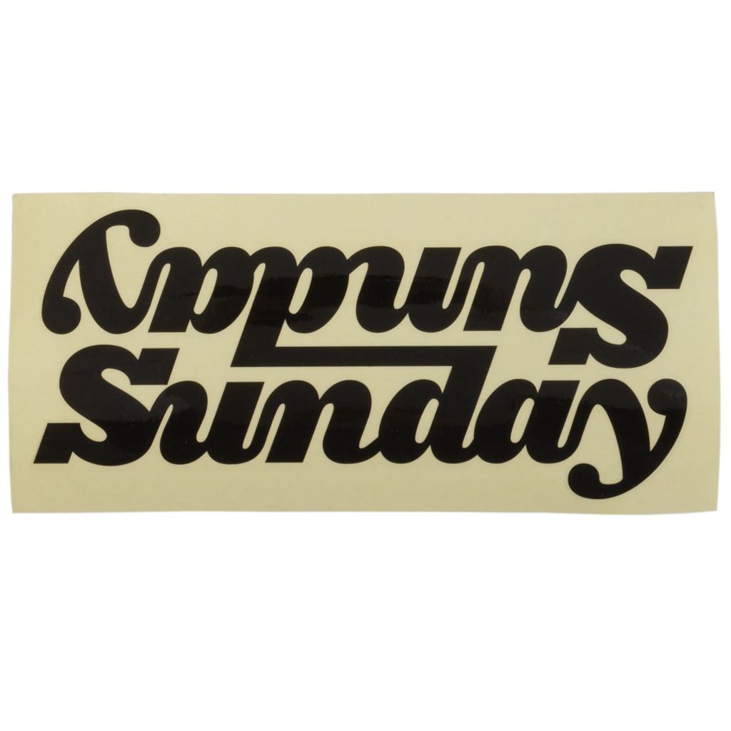 A large down tube sticker with the word "Sunday Classy Downbar Decal" on it.