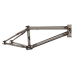 A silver bike frame with an S&M ATF 20 Inch Frame on a white background.