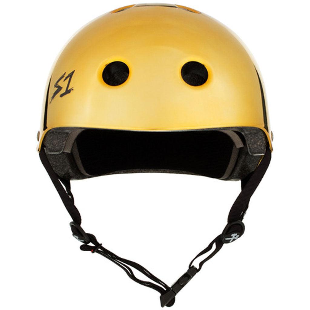 A S-One Helmet Lifer Gold Mirror on a white background.