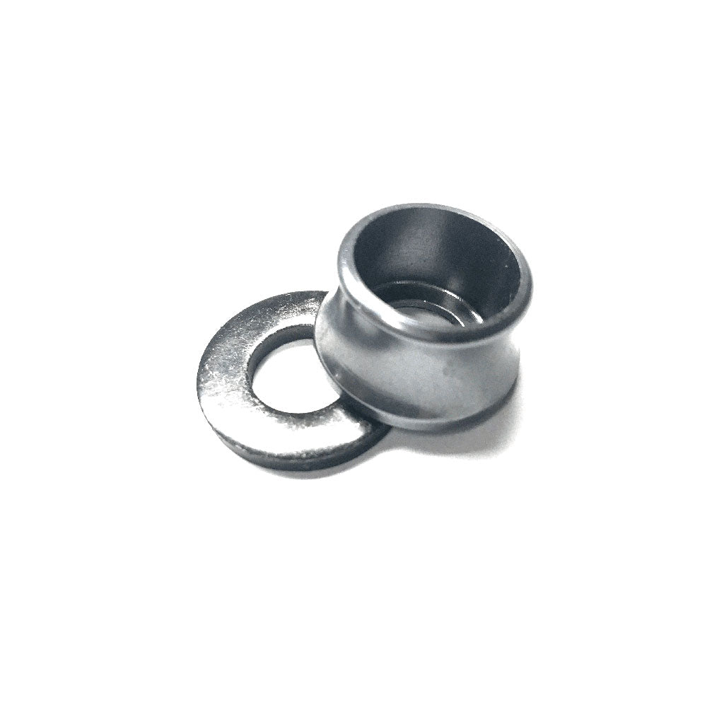 Profile Axle Volcano Washer Alloy-Steel set, displayed on a white background with aluminum grommet and washer.