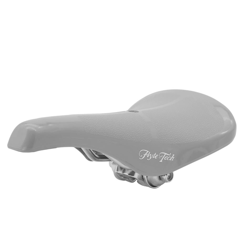 The Flyte Tech Aero Railed Seat features a gray textured surface with the brand name on the side, designed for Freestyle Bikes and BMX compatibility, shown isolated on a white background.