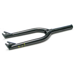 The Hoffman Superfork Forks are black chromoly BMX forks with dropouts, no wheel or suspension, and are inspired by the classic Hoffman Bikes Super Fork design. Photographed against a white background.