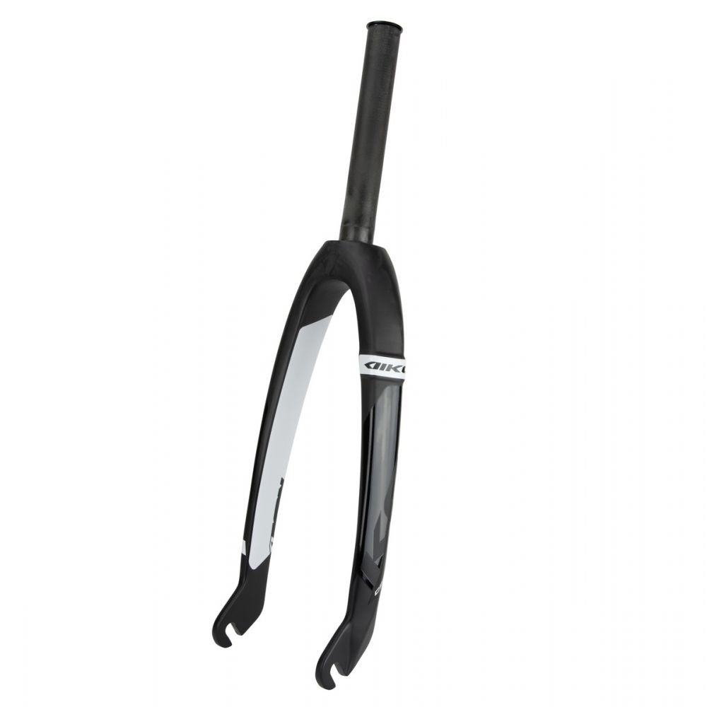 Black and white Ikon Mini/Junior 20 Inch Carbon Fork 10mm bicycle fork on a white background.