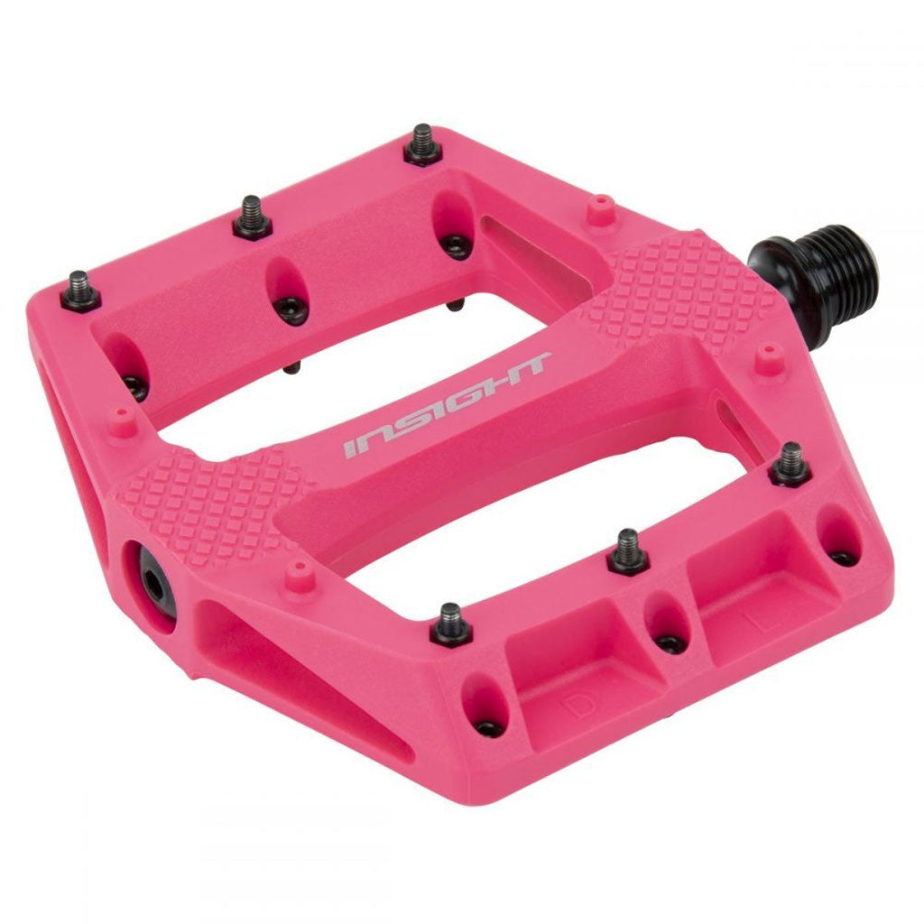Pink Insight Thermoplastic Du Pedals with metal studs for grip.