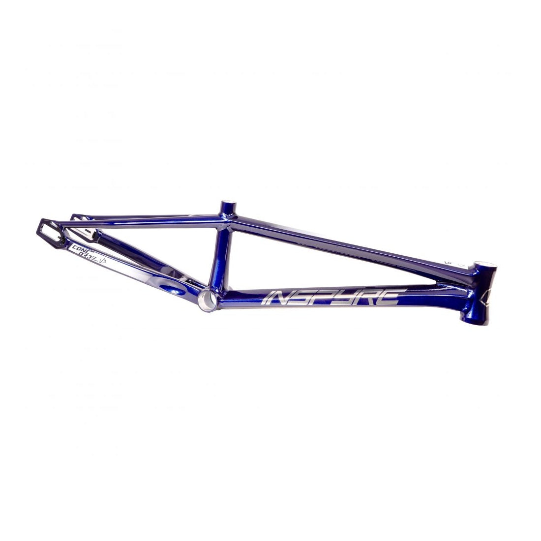 Blue Inspyre Concorde V3 Pro XXXXL BMX bicycle frame against a white background.