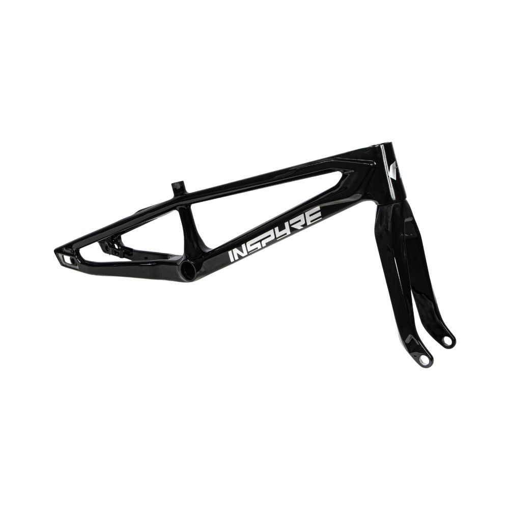 Glossy black Inspyre Era Pro Frameset Pro XL BMX race frame and front fork.