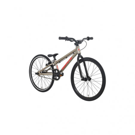 A brown and black single-speed Inspyre Neo Micro Race Bike (2027) with flat handlebars and thin tires, shown from an angled perspective against a plain white background—ideal as an entry-level race bike for those who value both performance and style.