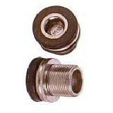 Two metal threaded components with rubber rings, shown from the side and above, similar to ISIS Drive Crank Bolt (Pair) M15 x1.0 x 13.5mm.
