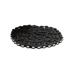 A coiled black Izumi Mash Chain, favored for fixed gear bikes, is displayed on a white background.