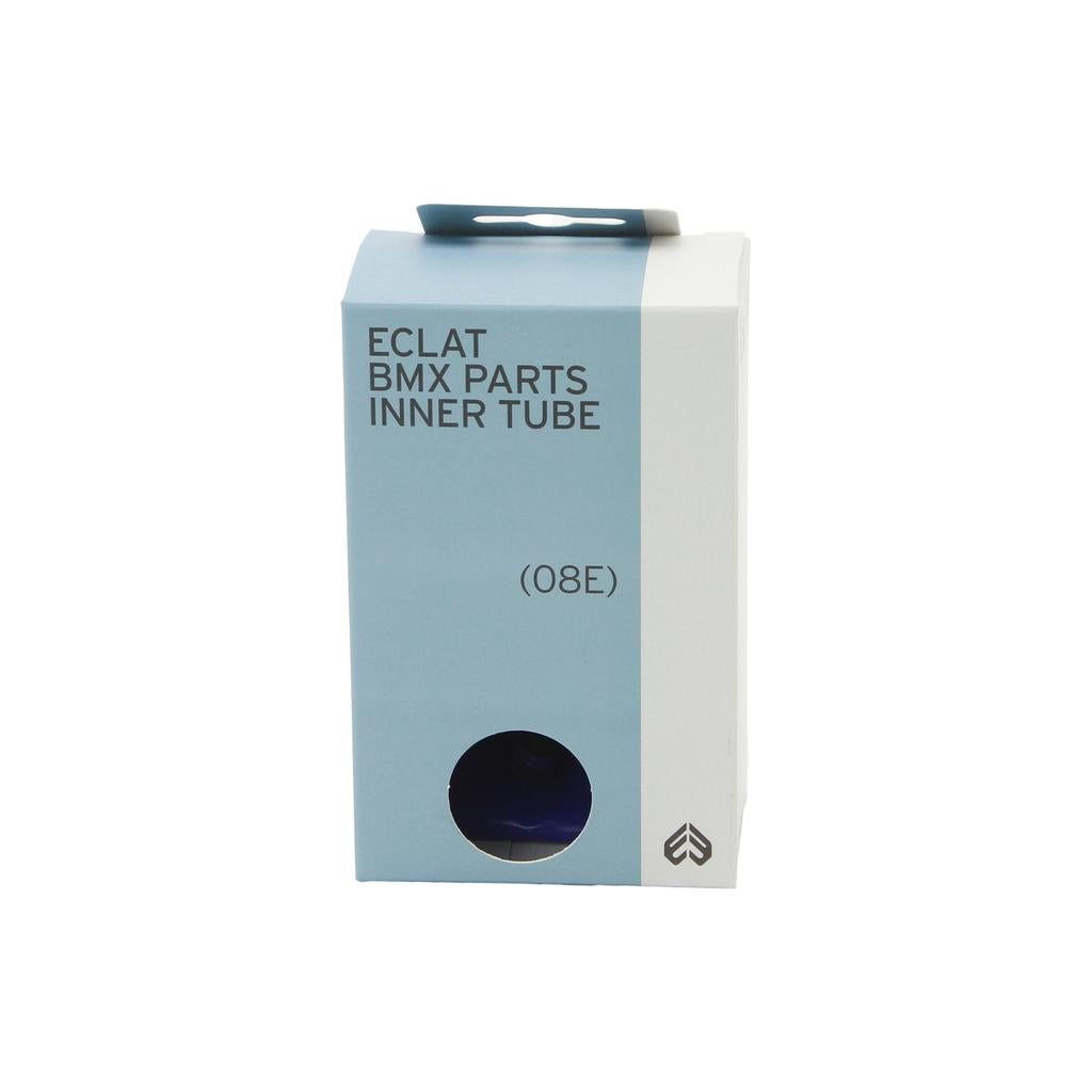 A rectangular box labeled "Eclat Mamba SV TPU Tube" features a small circular window, foldable top flap, and is designed for a 20-inch Schrader valve lightweight bike tube.