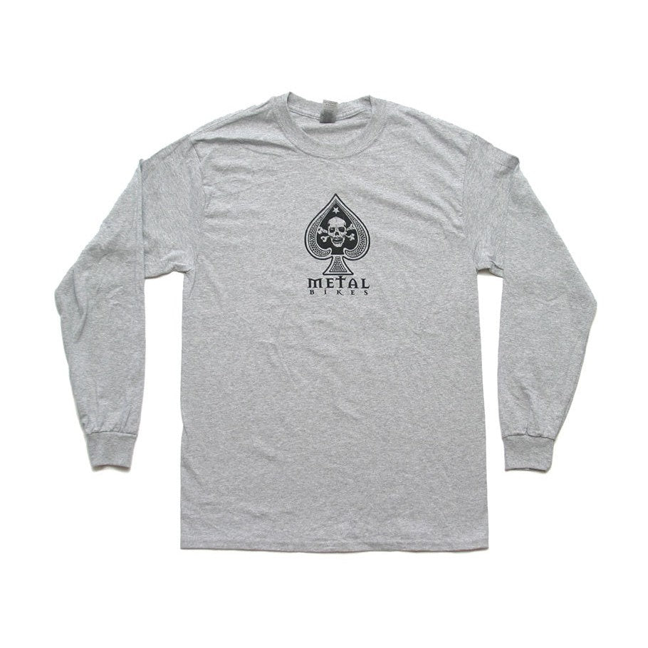 Metal Bikes Spade Long Sleeve T-Shirt / Grey/Black ink / XL