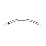 Two KINK Lower Gyro Cables with metal ends, slightly curved, are isolated on a white background, showcasing a sleek dual cable system design.